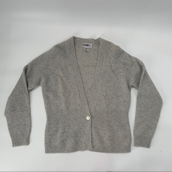 Vintage KORET 80's Gray Cardigan Lambswool/Angora Women's Size Medium - Picture 10 of 14